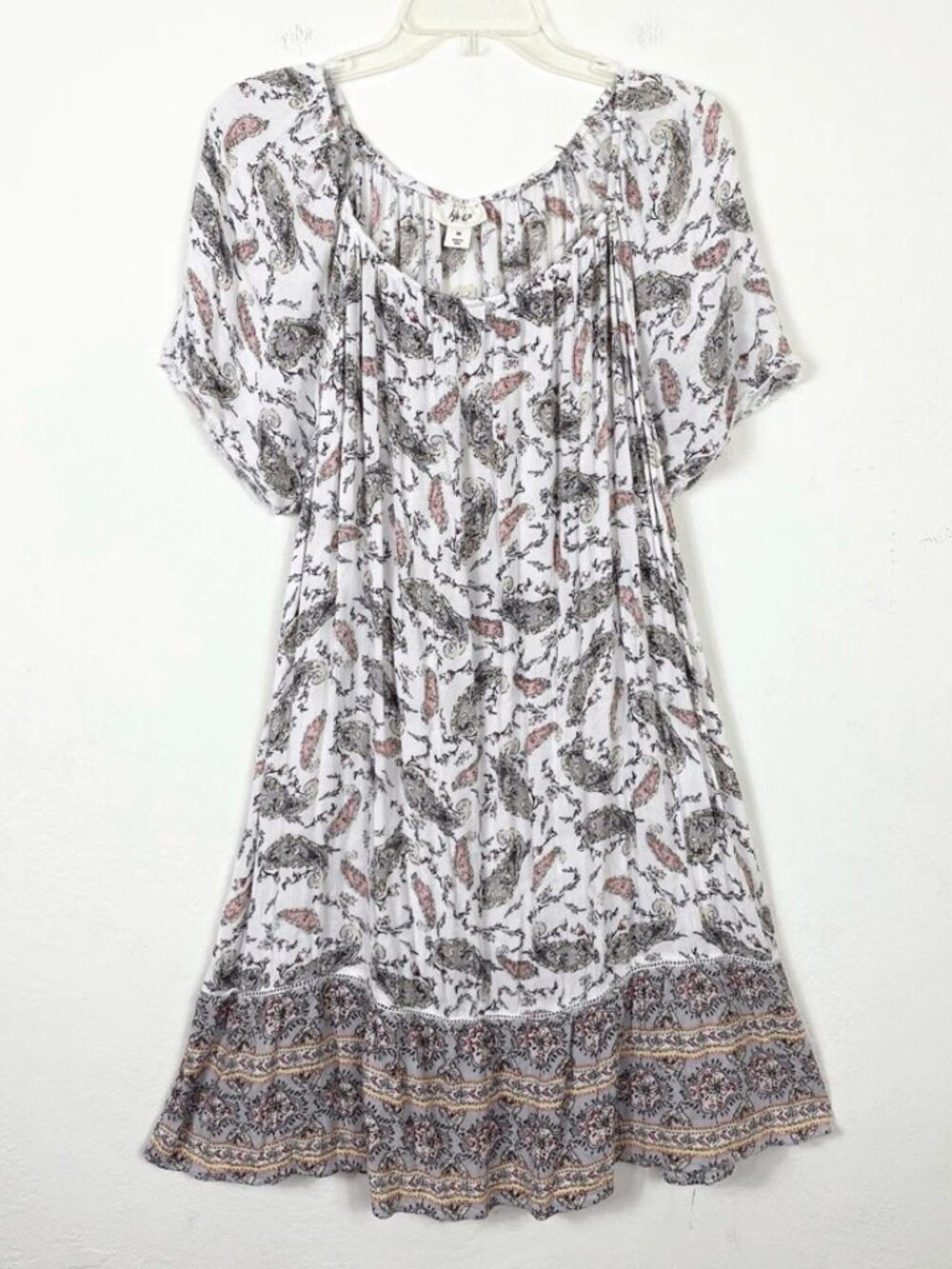 Style & Co White Floral Paisley Short Sleeve Dress Size M